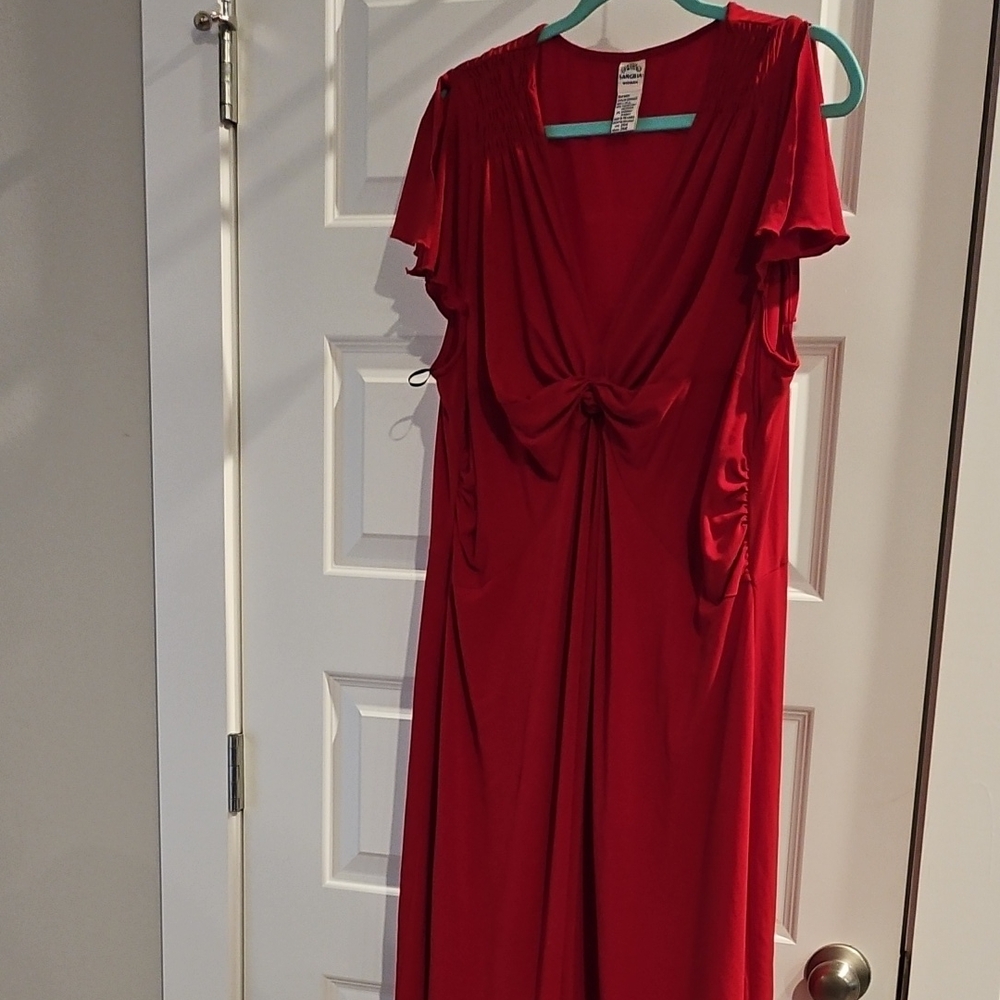 Signature by Sangria Red and Teal Dress